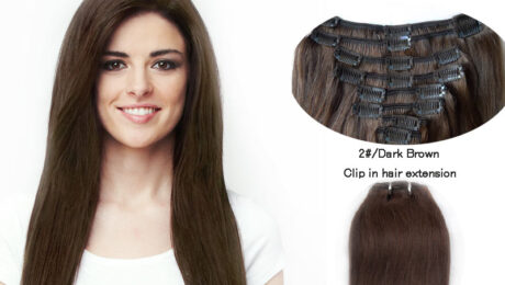 Straight Clip  In Human Hair Extensions Color 2# (Dark Brown)