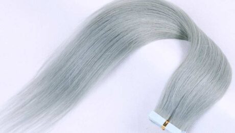 20 Inch Straight Tape In Hair Extensions Grey (2)