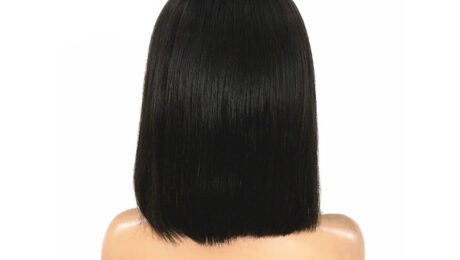 130% Density Human Hair Bob Style Lace Front Wigs Loose Wave 1B 3