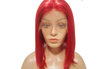 130% Density Human Hair Bob Style Lace Front Wigs Straight Red (1)