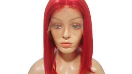 130% Density Human Hair Bob Style Lace Front Wigs Straight Red (1)