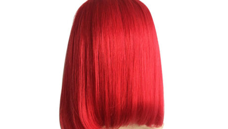 130% Density Human Hair Bob Style Lace Front Wigs Straight Red (2)