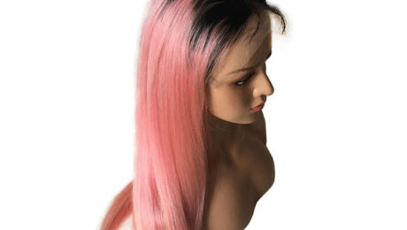 130% Density Human Hair Lace Front Wigs Straight 1BPink (3)