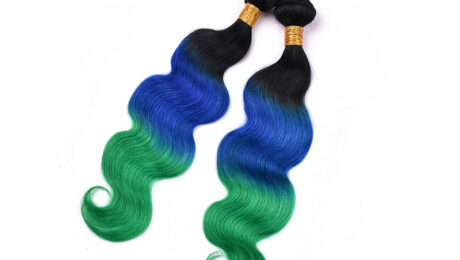 Ombre Hair #1B Blue Green Body Wave (2)