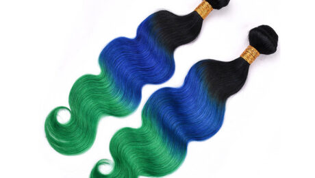 Ombre Hair #1B Blue Green Body Wave (3)
