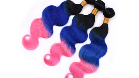Ombre Hair #1B Blue Pink Body Wave (2)