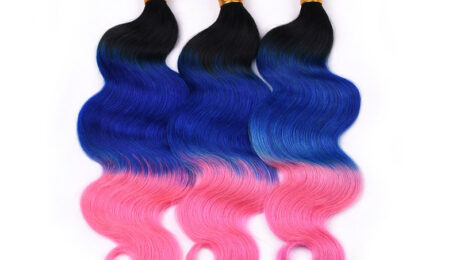 Ombre Hair #1B Blue Pink Body Wave (3)