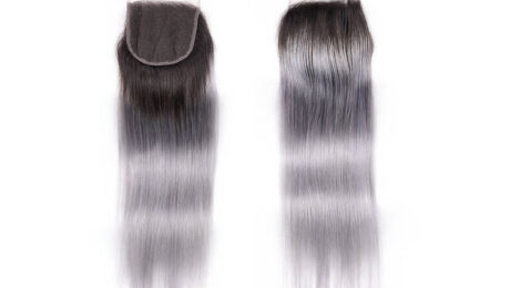 10A Lace Closure Virgin Hair 1BGrey Straight 44 (1)