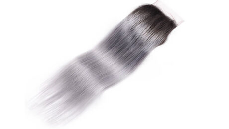 10A Lace Closure Virgin Hair 1BGrey Straight 44 (2)