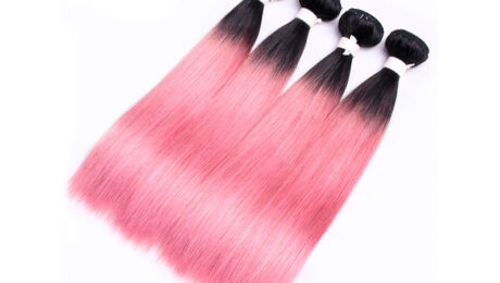Ombre Remy Human Hair 1B Pink Straight (1)