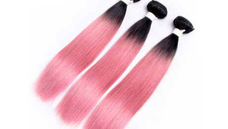 Ombre Remy Human Hair 1B Pink Straight (2)