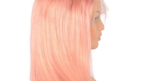 150% Density Human Hair Bob Style Lace Front Wigs Straight Pink (2)