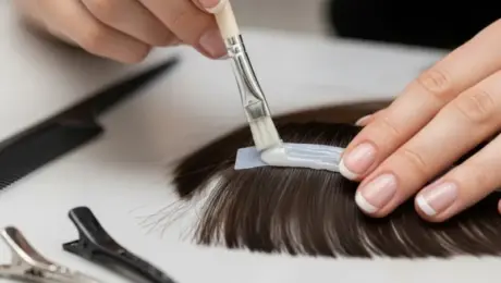 Put Glue in Hair Extension Bangs